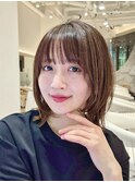 表参道酸性ストレートパーマ艶髪ミディアムレイヤーアッシュ30代