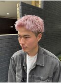 メンズスパイキーショート×ホワイトピンク