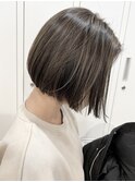 ショートボブハイライトグレージュダブルカラー髪質改善