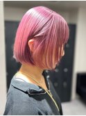 4895艶髪ベビーピンクタンバルモリボブ韓国ヘアホワイトピンク