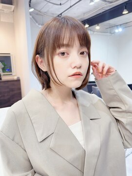 ファンナギンザ(FaNNa ginza) ブリーチなし透明感グレージュ大人ボブ/ブルージュ/前髪パーマ