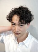 波巻きパーマ センターパート 波巻きスパイラル