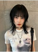 ブラックヘア/ハッシュカット/韓国ウルフ/レイヤー/ミディアム