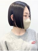 【モリオ松戸　石山】黒髪ストレートボブ切りっぱなしボブ20代