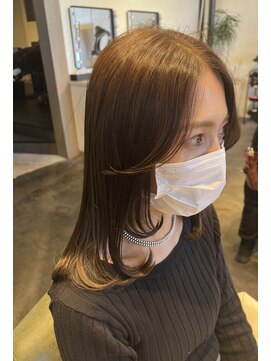 ムード マグ レーベル 南松本(MOOD Mag Label) オンブレグレージュオリーブベージュくびれミディ大人美人