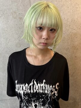 ネハス(nehus.) ミントカラー/ウルフレイヤーロング/ボブルフ/レイヤーカット