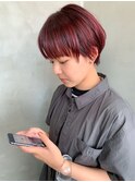マッシュ、ワイドバング、ピンクパープル、ピンクベージュ