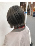 アッシュグレー_マロンベージュ Aラインボブ かきあげ
