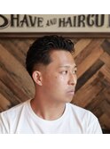 ＜理容室＞＜バーバー＞オールバック短髪パーマアップバングFADE