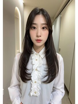 オズ 郡山桑野店(OZ) ベージュグレー黒髪レイヤーくびれヘア小顔10代20代30代40代