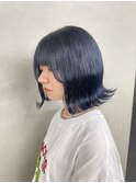 ブリーチを使ったネイビーカラー