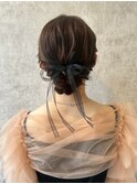 結婚式お呼ばれ編み込みシニヨン／ヘアセット/ふわふわ/アレンジ