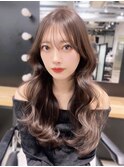 ロング韓国ヘア顔周りレイヤー前髪カット_F20690