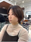 ショートレイヤー/デザインカット/透明感ブラウン