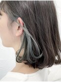 インナーカラーブルージュイヤリングカラーボブ水色