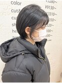 【morio】札幌ショート　黒髪透け感耳かけショート