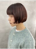 レッドカラーで大人ボブ
