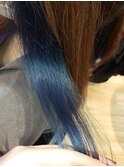 髪質改善ロングヘアカラーインナーカラーディープネイビー