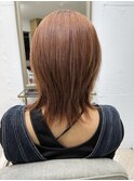 オレンジブラウン×ショートレイヤー