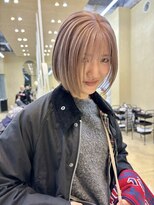 スニュウ(snuw)&nbsp;切りっぱなしボブ小顔カットグレージュミルクティ