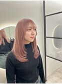 レイヤー×ピンクベージュ