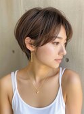 20代30代大人可愛い小顔ボブ前下がりショートハイライト