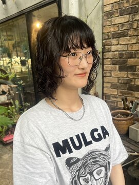 リブロ 三軒茶屋(LIBRO) ホワイトグレージュミニウルフデジタルパーマシースルーマッシュ