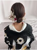 花嫁ショートヘアアレンジ　ドライフラワー