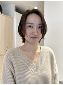 ショートレイヤーにブリなしダブルカラーでオリーブベージュ