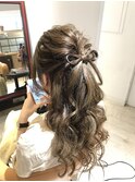 可愛い紐リボンハーフアップ♪