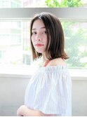 センターパート 切りっぱなしボブ アッシュカラー★★