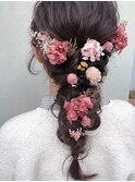 ドライフラワー×ヘアセット/ラベンダーグレージュカラー