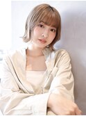 小顔矯正立体カット/パールベージュ/モード/ボブウルフ/元町!