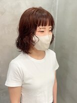 テトヘアー(teto hair)&nbsp;パーマ　ミディアム　レイヤー　暖色　オレンジ　赤　ピンク