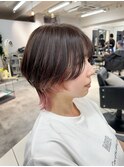 ショートウルフ インナーカラー ピンク