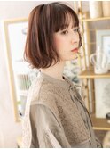 外ハネくびれカール切りっぱなしボブレイヤーa戸頭20代30代40代