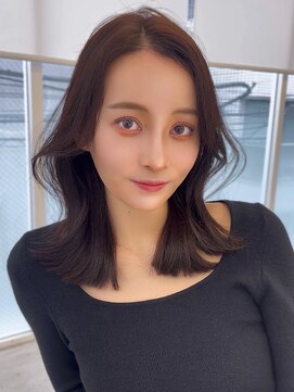 アイシー 表参道(ICY) 韓国ヘア 2wayバング 顔まわりカットNo.1 レイヤー グレージュ