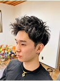 【Mr.BABY/岡山市】ツイストスパイラルパーマアップバング短髪