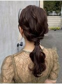 【大人かわいい】ローポニーアレンジ　ヘアセット　結婚式
