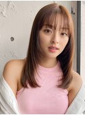 小顔 前髪 レイヤーカット チェリーブラウン"