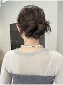 ブリーチなしショコラブラウンヘアセット編み込みシニヨン/今枝