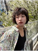 ショートボブパーマ/ゆるふわ/レイヤーカット/ブラウン