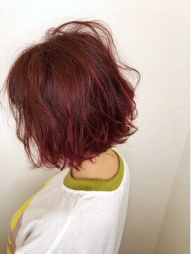 アヴァンス 深井店(AVANCE.) 甘辛ミックス×レッド×切りっぱなしボブ