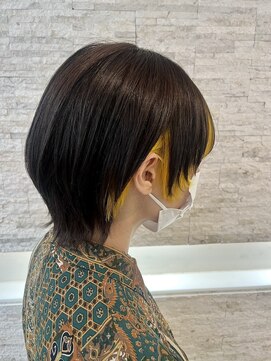 ウェーブス 大宮門街店(wave's) ウルフ×インナーカラーイエロー wave's大宮門街 唯