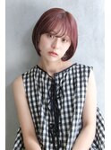 丸みショート×ピンクブラウン