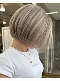 保存必須【海外風ハイトーンボブ】グレージュカラー