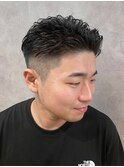 ビジネスショートオールバックフェードツーブロック刈り上げ