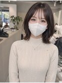 レイヤーボブ　レイヤーカット　くびれヘア　韓国風