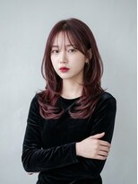 アボヘアー(Abo hair)&nbsp;ハイライトカラー艶カラースカーレットロングヘア髪質改善
