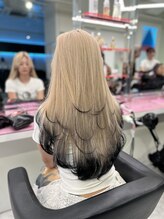 イエナ 渋谷(IENA)&nbsp;ダークブルーショートボブアップバンクヘアミルクティーブロンド